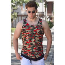 Frefly Store Madmext Erkek Kamuflaj Atlet, Kırmızı, Regular Kalıp, Bisiklet YAKA,%100 Pamuk