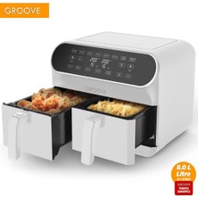 Frefly Store Groove Max Plus Xxl 1800W 8lt Çift Hazneli Smart Airfryer Yağsız Sıcak Hava Fritözü Beyaz