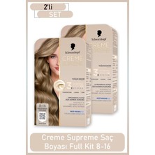 Frefly Store Schwarzkopf Creme Supreme Full Kit 8-16 Küllü Soğuk Koyu Sarı x 2 Adet