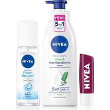 Frefly Store Nıvea Kişisel Bakım Seti,banyo Terliği Hediye,vücut Losyonu,dudak Bakım,pump Sprey Deodorant