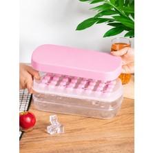 Frefly Store 32 Bölmeli Hazneli Basmalı Buzluk – Silikon Basmalı Kolay Buz Çıkarma Sistemi, Kapaklı Buz Saklama Haznesi, Bpa Içermeyen Pratik Buz Yapıcı (Pembe)