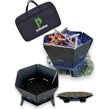 Frefly Store Pratikoutdoor Altıgen Ateş Çukuru, Tam Katlanır Pratik Şömine - Çantalı