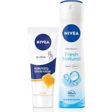 Frefly Store Kadın Sprey Deodorant Fresh Natural 150ML ve Nemlendirici Koruyucu El Bakım Kremi 75ML