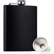 Frefly Store Perlotus 7 Oz- 235 cc Hunili Cep Tipi Mat Siyah Çelik Viski Içki Likör Matarası