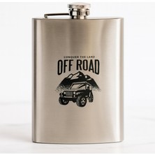 Frefly Store Perlotus 8 Oz 235 cc Hunili Cep Tipi Kapaklı Çelik Off Road Temalı Içki Matarası
