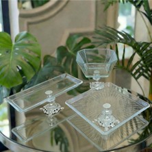 Frefly Store 3 Parça Gümüş Pasta Sunumluk Kurabiyelik Seti