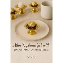 Frefly Store Endure 6'lı Abs Dekoratif Gold Kaplama Şekerlik Kase 6'lı Makaronluk Kahve Yanı Sunumluk Lokumluk (Altın)