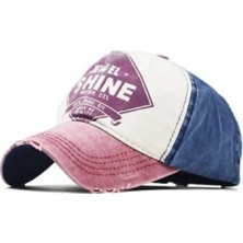 Frefly Store Arel - Jewel Shine Model Eskitme Beyzbol Şapkası, Bordo Beyaz Mavi Renk, Vintage Yıpranmış Görünümlü, Pamuklu, Hat, Cap, Şapka