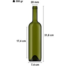 Frefly Store Afracam 750 ml Yeşil Şarap Şişesi Sentetik Mantar Tıpalı ve Kapüşonlu Boş Çukur Cam Şişe 2 Adet
