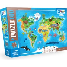 Frefly Store Blue Focus 100 Parça - Anımal World Map (Hayvan Dünya Haritası)