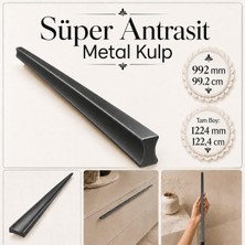 Frefly Store Özen 992 mm 1224 mm Düz Süper Antrasit Mobilya Kulp Uzun Çekmece Dolap Kapak Kulpu Modern Metal Kulp