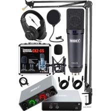 Frefly Store Stüdyo Ekipmanları Exclusive Paket-1 Cx2 Mikrofon GLX-600 Ses Kartı Stüdyo Kayıt Seti