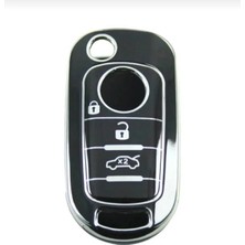 Frefly Store Autohan Keys Egea Anahtar Kılıfı, 3 Buton, Siyah-Gümüş, Nano Kaplama