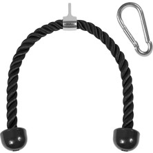 Frefly Store YES4ALL Deluxe Tricep Halatı, 68/91CM, 4 Renk Seçeneği, Karabinalı, Siyah
