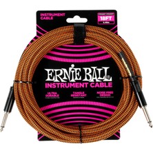Frefly Store Ernıe Ball Enstrüman Kablosu Esnek Düz Açılı 18FT - Turuncu