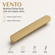 Frefly Store Vento Çizgili Saten Altın Metal (224 mm - 22.4 Cm) Çekmece Kulbu Mobilya Dolap Dolabı Kulpu Kulpları