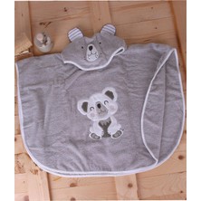 Baveno %100 Pamuk Yuvarlak Koala Çocuk Banyo&plaj Panço Havlu Gri Tek Ebat