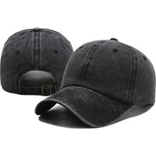 Frefly Store Perlotus Unisex Siyah Pamuklu Eskitme Şapka Ayarlanabilir Spor Şık Tasarım Organik Malzeme