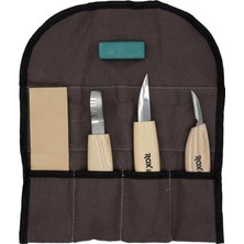 Frefly Store Rox Wood 153ROX184506 5 Parça Kaşık Oyma Bıçak Seti Kanvas Çanta