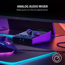 Frefly Store Razer Audio Mixer - Xlr, 3,5 mm ve Optik Girişe Sahip USB Ses Arabirimi - Sessiz Düğmeli 4 Kanallı Arabirim - Tak ve Çalıştır | Siyah
