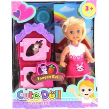 Frefly Store Cute Doll Mini Bebek Tavşanlı ve Iki Katlı Kulübe Oyun Seti