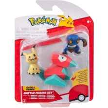 Frefly Store Pokémon PKW4091 Savaş Figürü Seti - Glibunkel, Mimigma ve Porygon, Resmi Figür Set