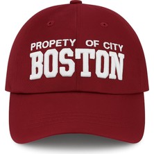 Frefly Store Boston Şapka Erkek Kadın Unisex Nakışlı Pamuklu Ayarlanabilir Beyzbol Kep Spor Şapka Bordo