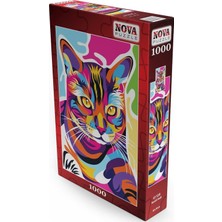 Frefly Store Nova Puzzle 1000 Parça Renkli Kedi