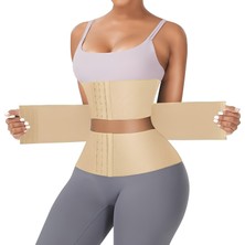 Frefly Store Agraflı Latex Korse Inceltici Kum Saati Sıkılaştırıcı Bel Korsesi (Ten, S-M)