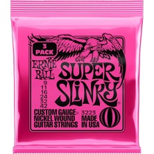 Frefly Store Ernie Ball P03223 Super Slinky 09-42 Elektro Gitar Teli 3'lü Paket