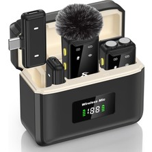 Frefly Store Iphone, iPad Için Kablosuz Mikrofon, (2 Tx + 1 Rx + Şarj Kutusu), Çift Mikrofon, 20 H Pil Ömrü, Mini Mikrofon, Video Kaydı Için Kablosuz Çift Mikrofon, Youtube, Vlog, Tiktok, 164FT, Siyah