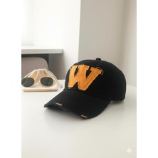 Frefly Store Arel - W Model Eskitme Beyzbol Şapkası, Siyah Renk, Vintage Yıpranmış Görünüm, Pamuklu, Kutulu – Unisex Hat Cap