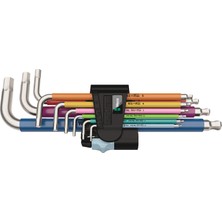 Frefly Store Wera 05022669001 3950/9 Hex-Plus Multicolour Stainless 1 L Anahtar Seti, Metrik, Paslanmaz Çelik, 9 Parça