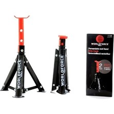 Vintessy Worldforce 2 Ton Kapasiteli Katlanır Kriko Standı - Araç Sehpası 2'li Set