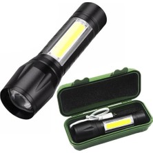 Frefly Store Ucuz Geldi Mini LED El Feneri, Şarjlı, 5W, 200LM, 3 Mod Işık, Avcı Balıkçı Kamp Bekçi Polis Feneri Şarjlı Odak Ayarlı Cata Siyah Mini LED Fener