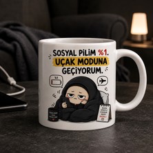 Ajans 313 Sosyal Pilim %1 Uçak Moduna Geçiyorum Yazılı Esprili 313 Karakter Baskılı Seramik Kupa