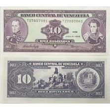 Banknoting Venezuela 10 Bolivar 5 Haziran 1995. Çil Kondisyon.