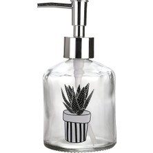 Bosphorus Cam Sıvı Sabunluk,kaktüs 1 Desen 300ML 7,6X15,5CM