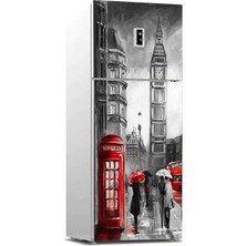 StickieArt Buzdolabı Sticker Kaplama Dolap Kaplama Etiketi Londra Yağlıboya