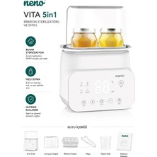 Neno Vita 5'i 1 Arada Biberon Isıtıcı ve Sterilizatör Dijital Ekranlı Dokunmatik Gece Lambalı