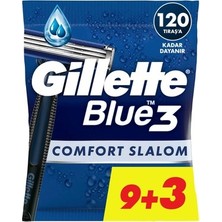 Vintessy Gillette Blue3 Slalom Kullan At Tıraş Bıçağı 12'li Paslanmaz Çelik ile Profesyonel Tıraş