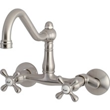 Frefly Store Kingston Brass KS3228AX Vintage Wall Mount Kitchen Musluk, 8 – 1/2 Inç, Saten Nikel Kingston Brass