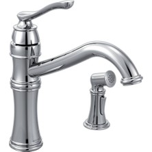 Frefly Store Moen 7245C Belfield Geleneksel Tek Saplı Yüksek Ark Mutfak Musluğu Yan Sprey ve Isteğe Bağlı Döşeme Levhası Dahil, Krom