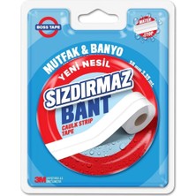 Frefly Store Boss Tape Su Geçirmez Sızdırmaz Bant 38MM x 3.35M Beyaz - Mutfak & Banyo Silikon Kenar Bandı, 3m Yapıştırıcılı, Küf ve Su Önleyici Kenar Şeridi
