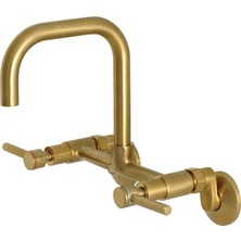 Frefly Store Kingston Brass Concord 8 Inç Ayarlanabilir Merkezi Duvara Monte Mutfak Bataryası, Fırçalanmış Pirinç