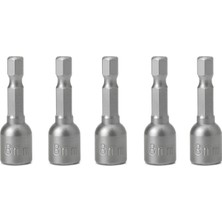 Frefly Store BADEM10 Manyetik Somun Civata Sıkma Adaptörü Çap 8 mm M8 Trapez Çatı Vidası Sıkma 8X65 mm Mıknatıslı 5 Adet