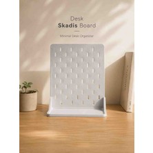 Lagom Masaüstü Delikli Pano Düzenleyici Skadis Uyumlu Stand - Minimalist Çalışma Masası Organizeri & Eşya Rafı Beyaz