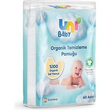 Vintessy Hassas Ciltler Için %100 Saf Pamuktan 60 Adet Organik Temizleme Pamuğu