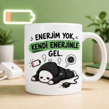 Ajans 313 AJANS313 Enerjim Yok Kendi Enerjinle Gel Yazılı Komik 313 Karakter Baskılı Seramik Kupa