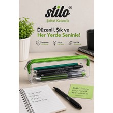 ArtMaster Şeffaf Kalemlik Yeşil Fermuarlı 1 Adet Stilo 1129 Tek Bölmeli Fermuarlı Plastik Çocuk Okul Kalem Makyaj Kutusu Neon Renk
